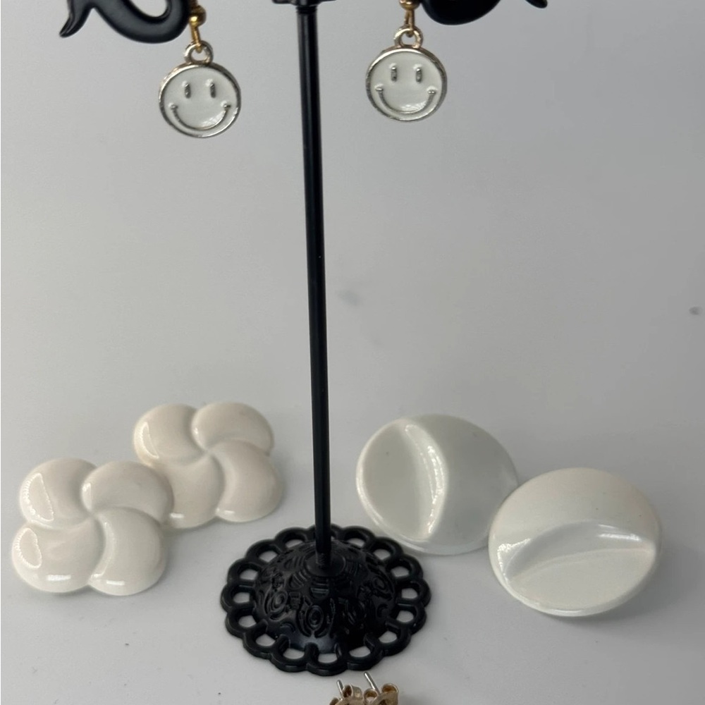 White earrings lot
